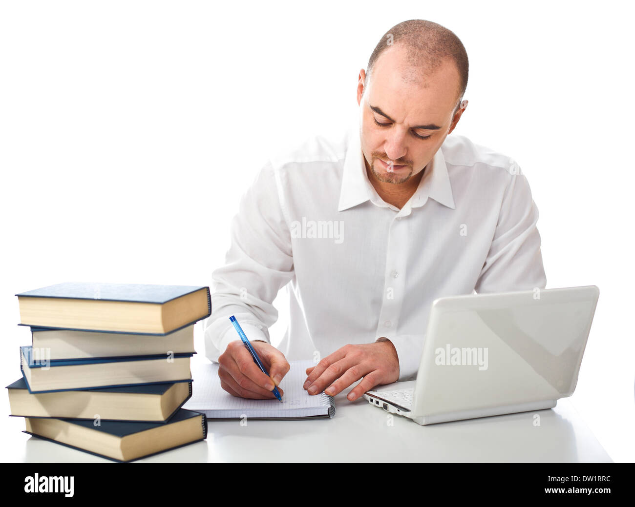 Man Writing Computer Man laptop writing book hi-res stock photography and images - Alamy