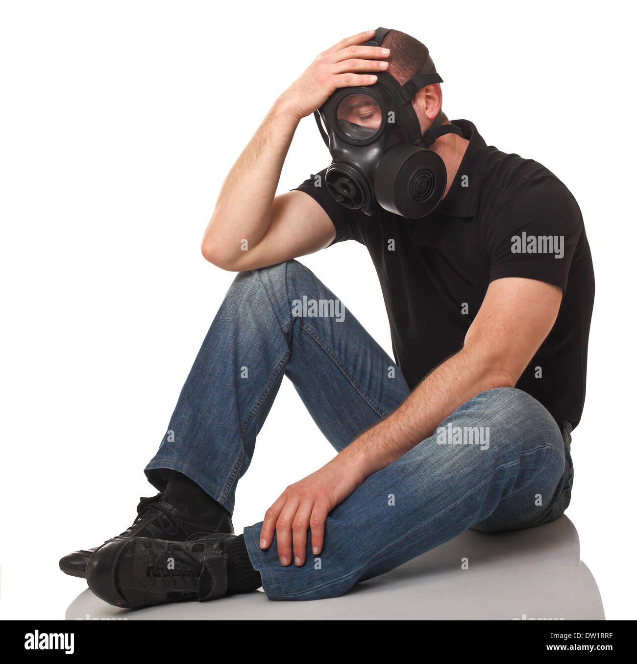 man with gas mask Stock Photo