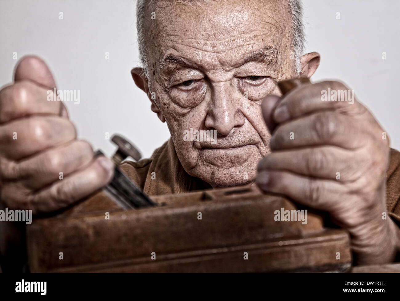 ol man at work Stock Photo