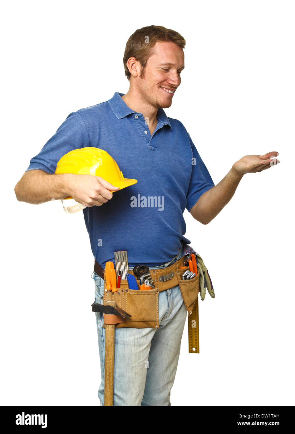 Smiling worker on white hi-res stock photography and images - Alamy