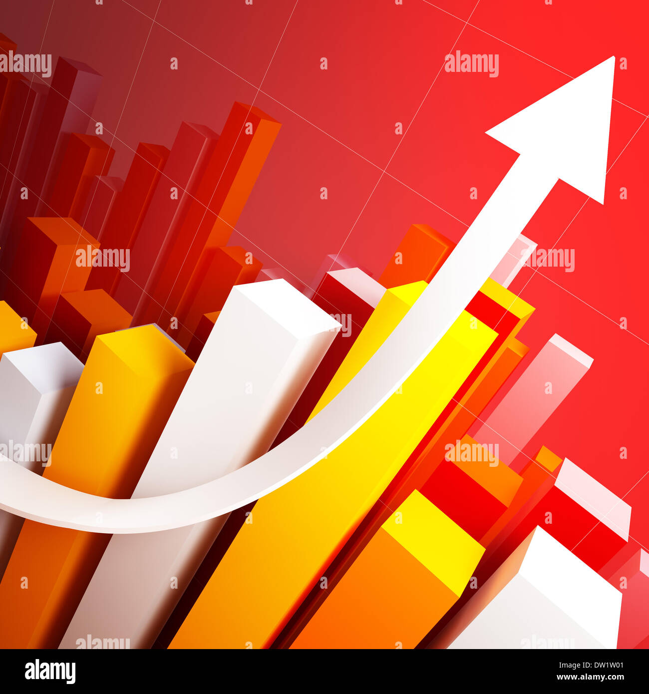financial stat and white arrow Stock Photo