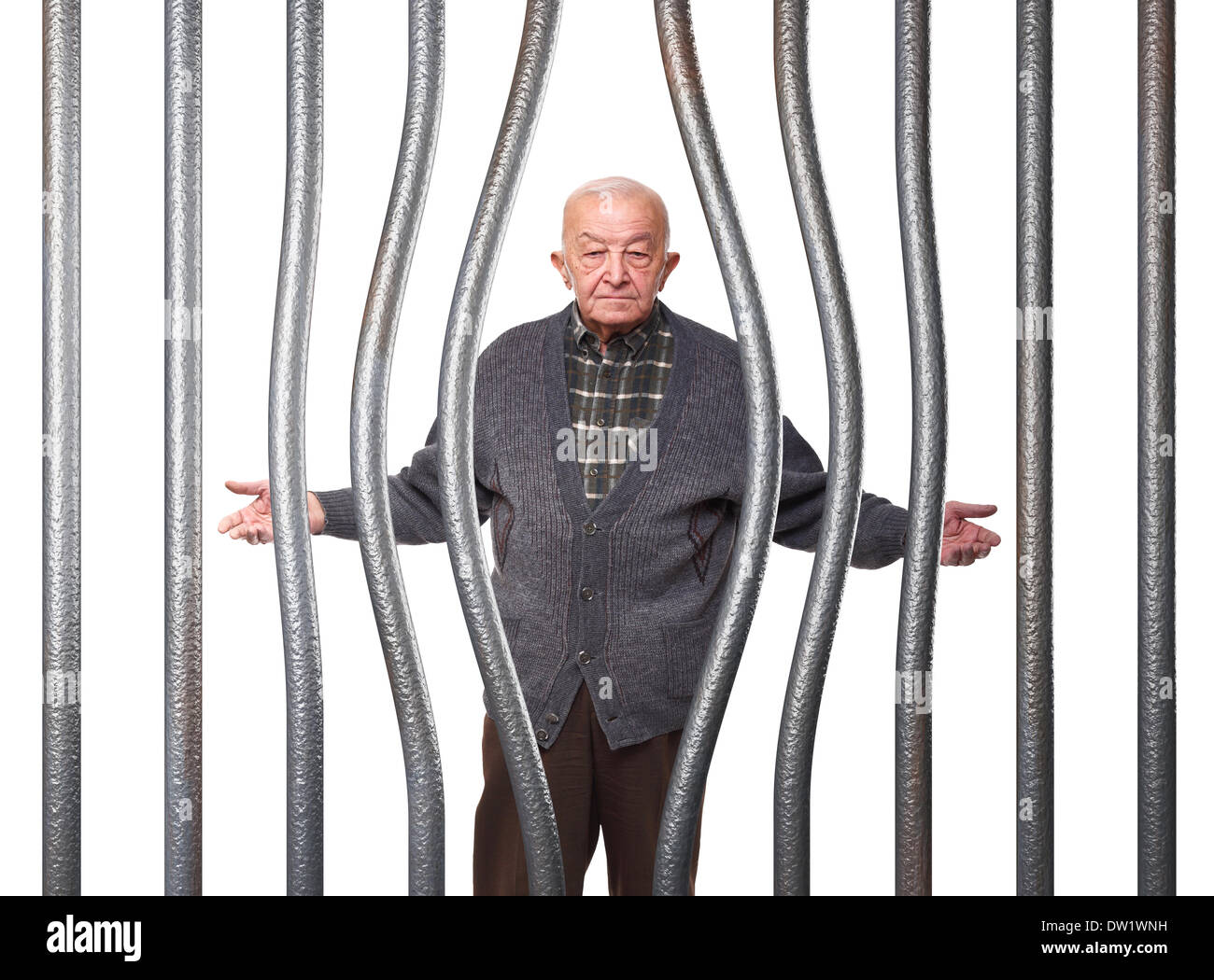 old man in prison Stock Photo