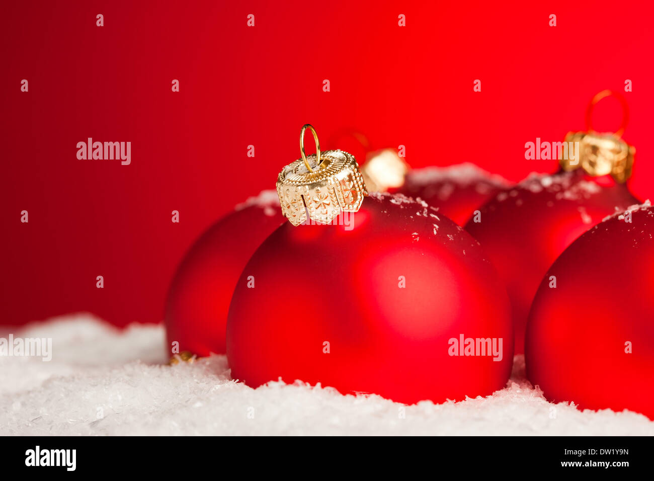 Christmas decoration balls with snow Stock Photo Alamy