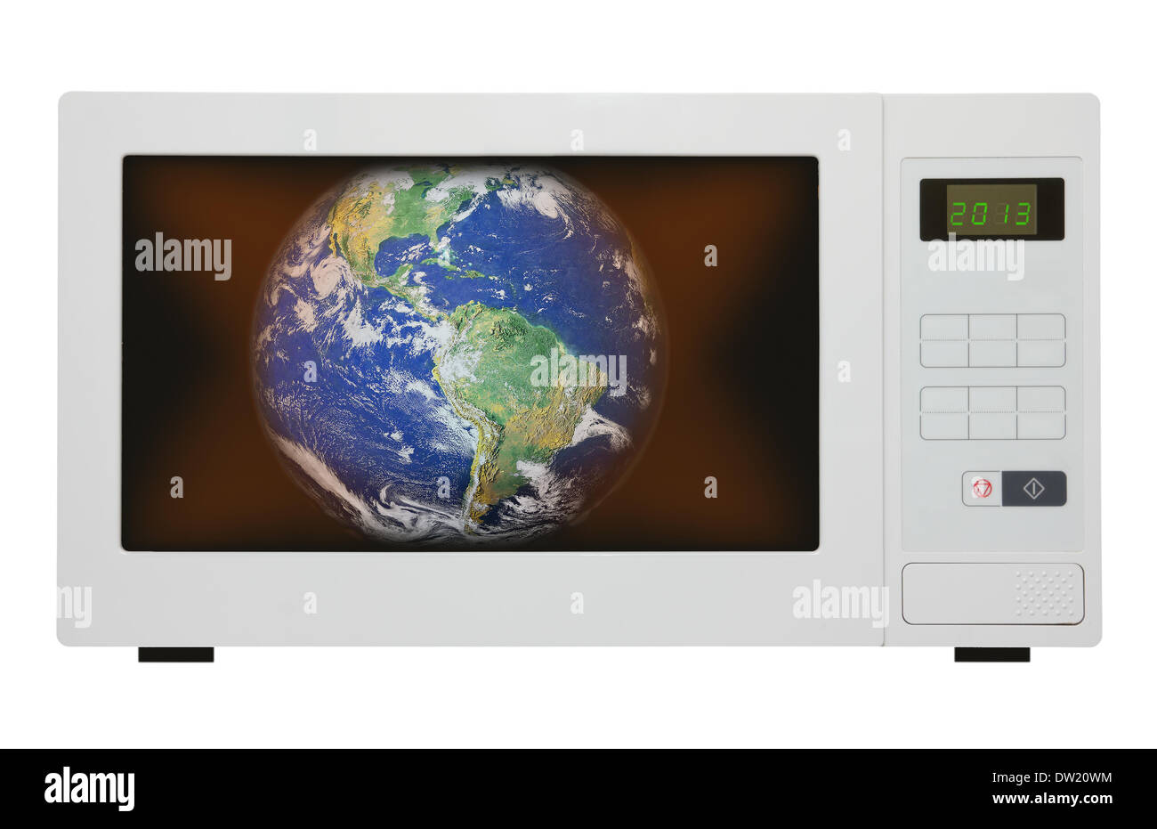 global warming - earth in microwave Stock Photo