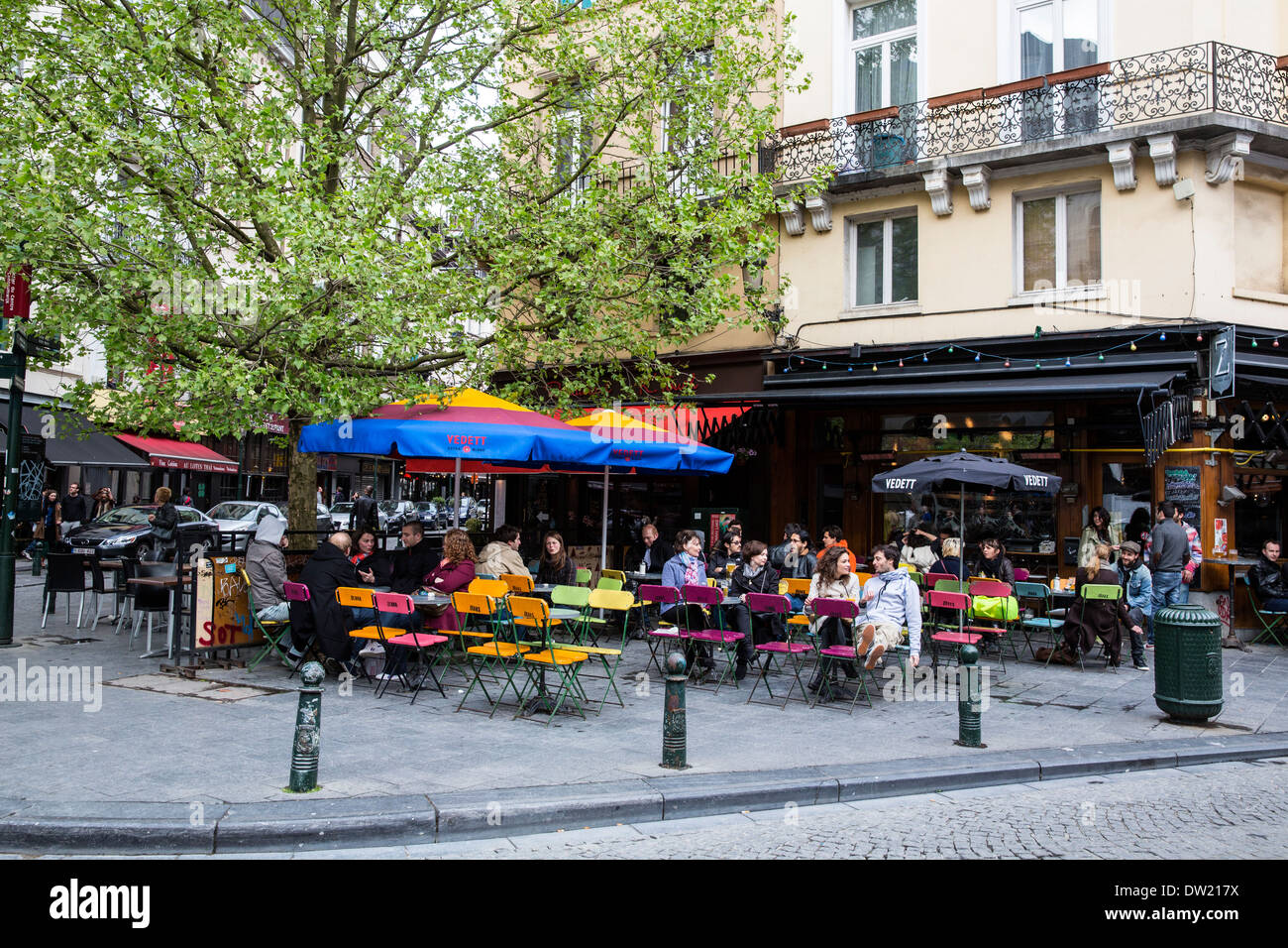 Outdoor cafe in Brussels Belgium Stock Photo