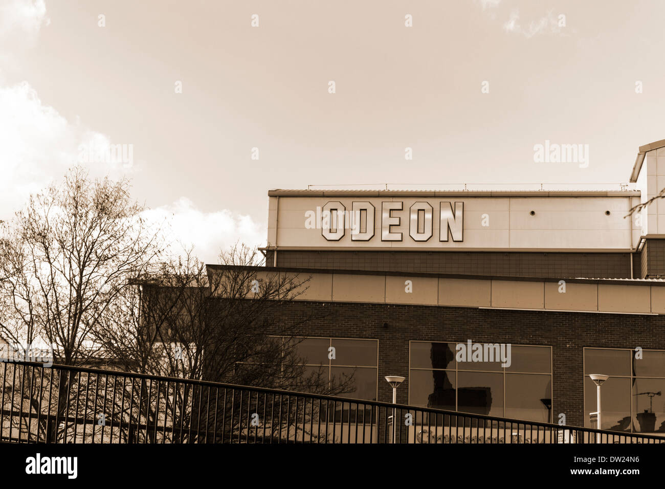 Odeon cinema sign sepia Lincoln City Lincolnshire England UK GB Stock Photo