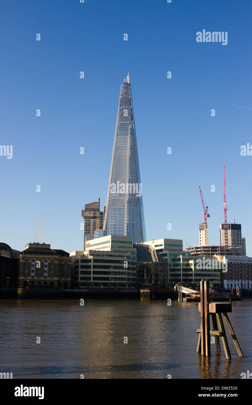 The Shard as seen from Water Lane, London, England, on a lovely sunny day. Stock Photo