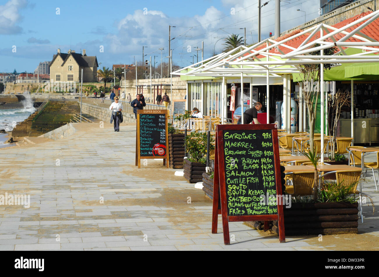Beach restaurant Cascais Estoril Portugal Stock Photo Alamy