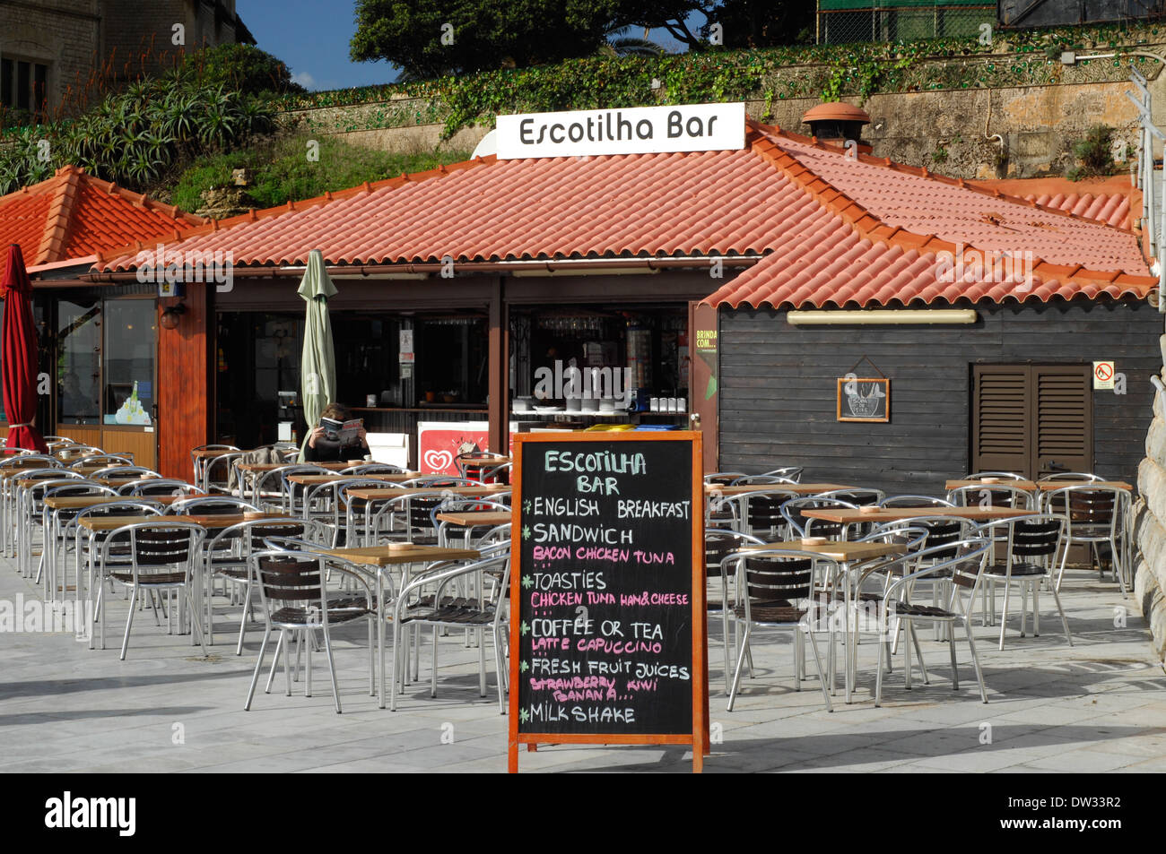 Beach restaurant Cascais Estoril Portugal Stock Photo Alamy