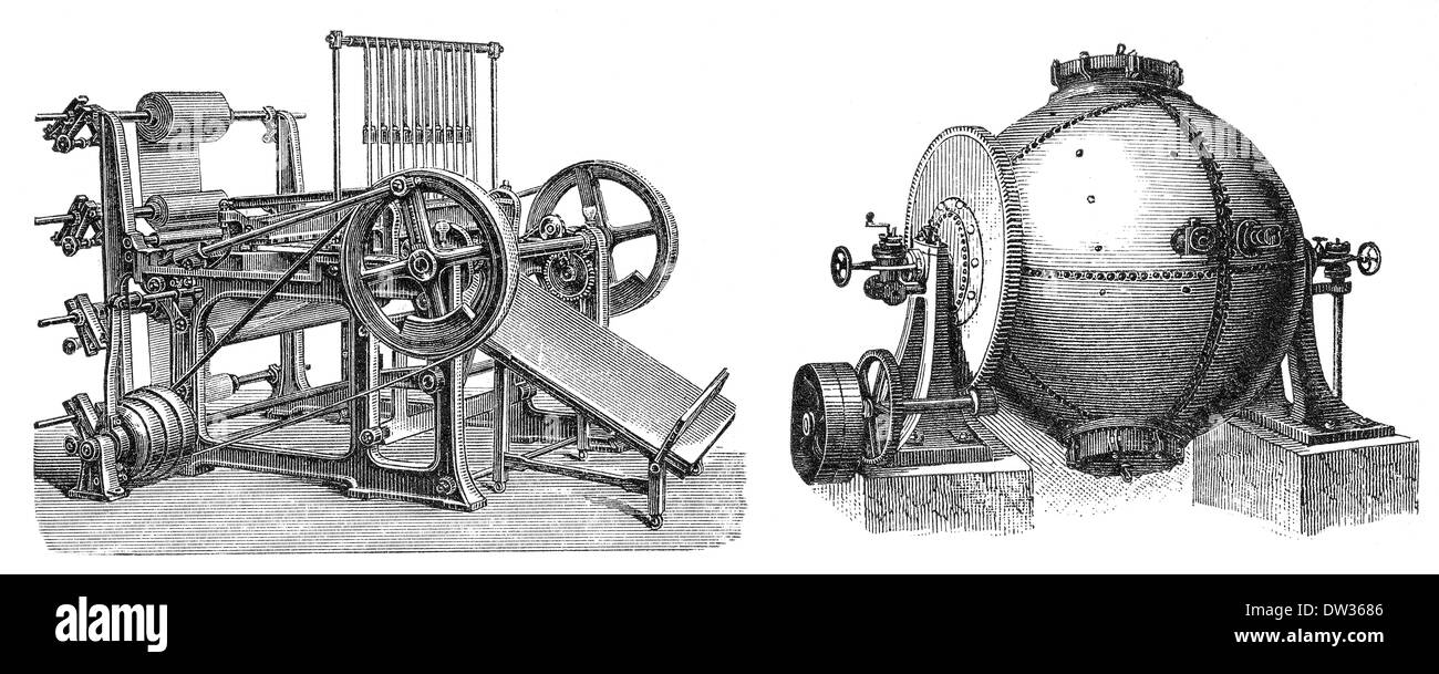 Historical illustration, paper making machines, 1896 Stock Photo Alamy