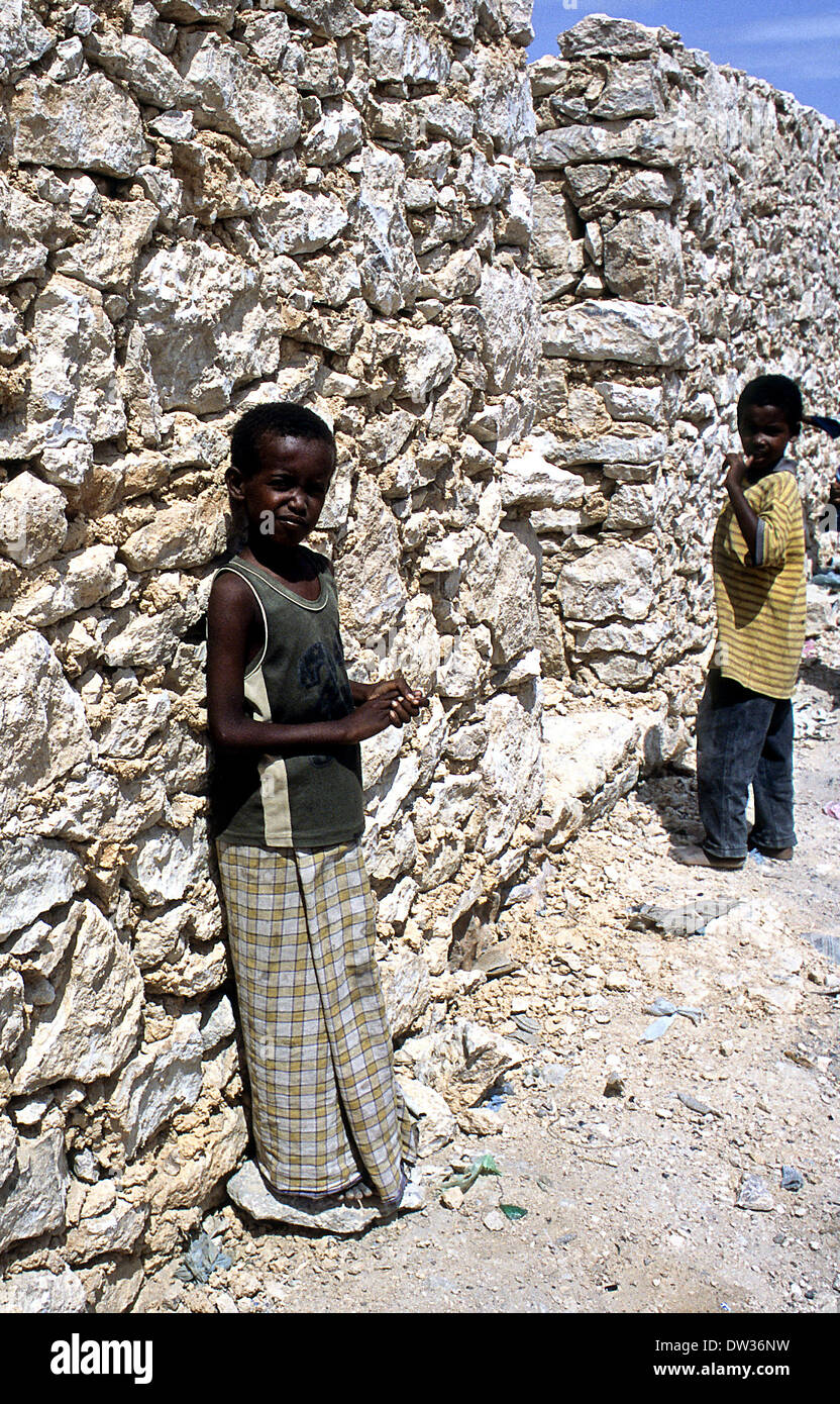 children in the streets of Galkayo Somalia Stock Photo