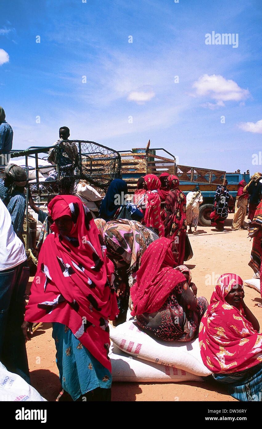 USAID delivery of food aid in Galkayo Somalia Stock Photo