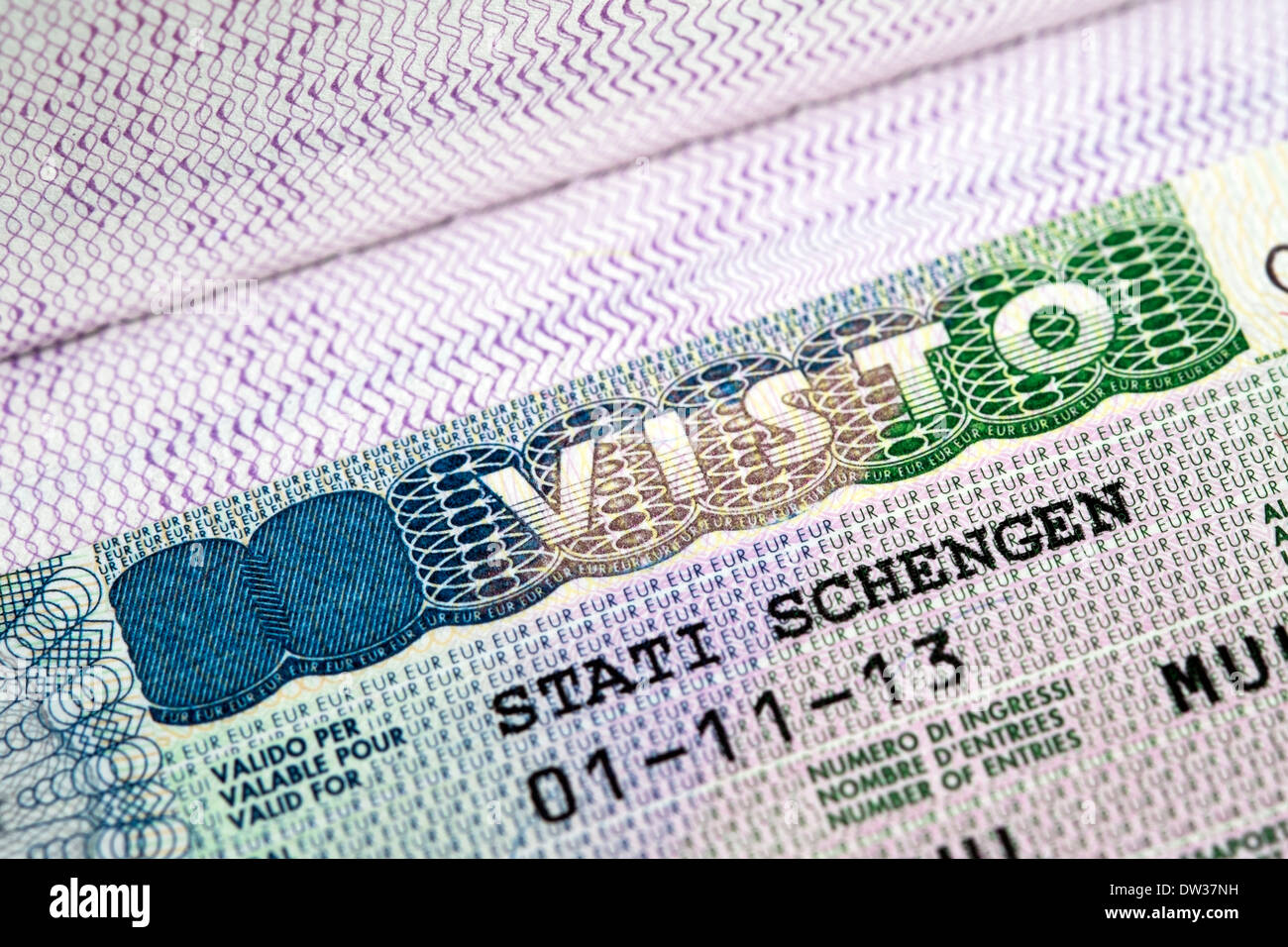 close up view of schengen visa for european countries Stock Photo - Alamy