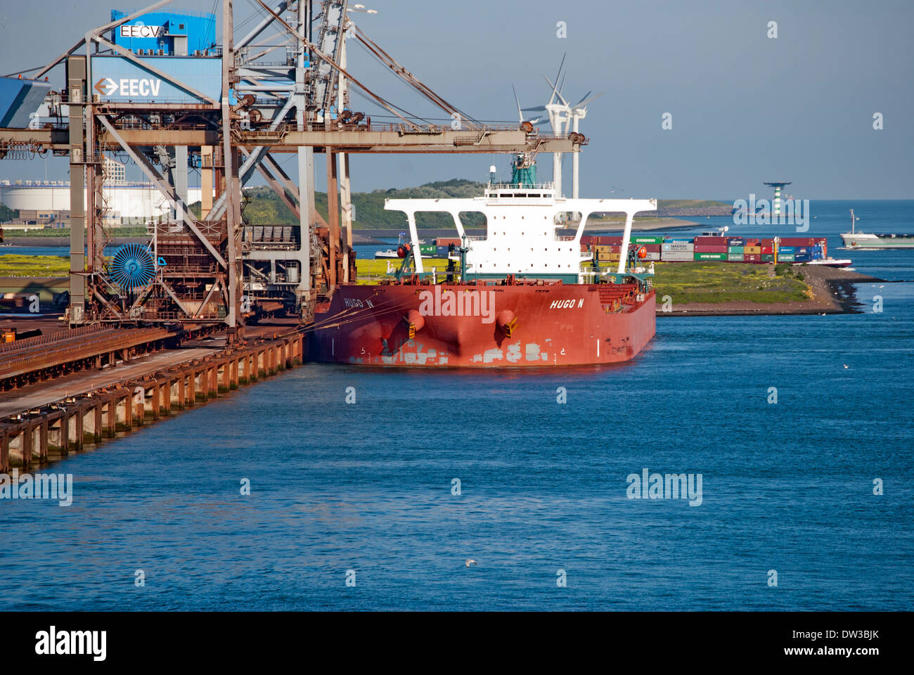 Cargo ship 'HUGO N' in port at Rotterdam, Holland Stock Photo
