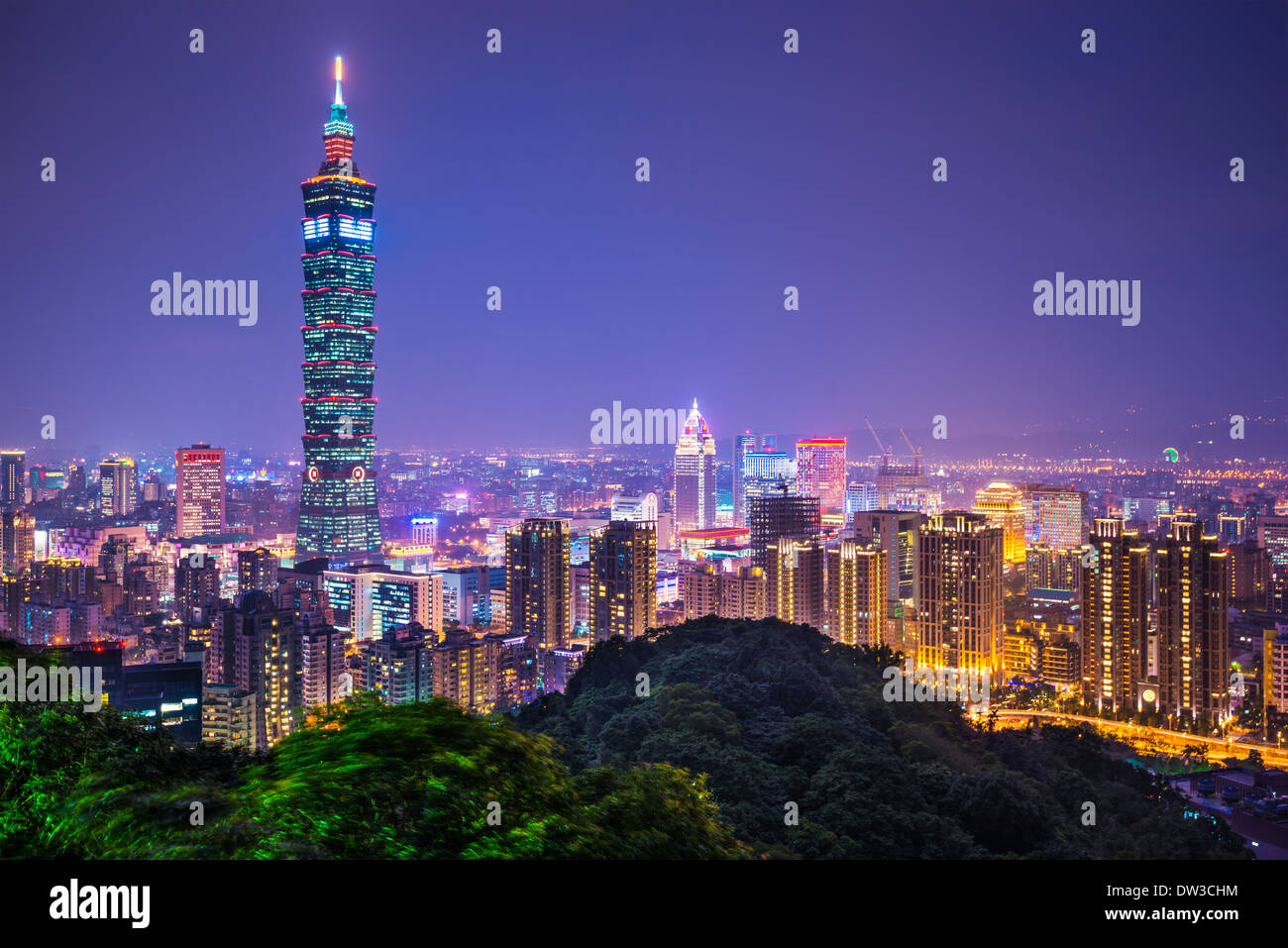 Taipei, Taiwan skyline at night. Stock Photo