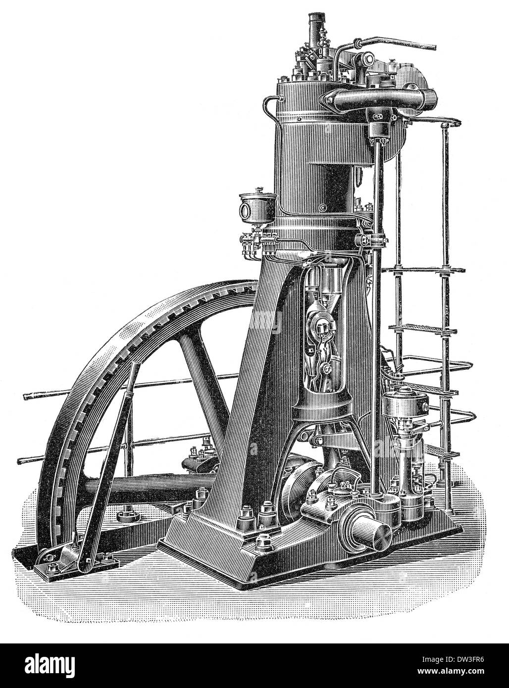 Historical illustration, 1880, Diesel engine Stock Photo