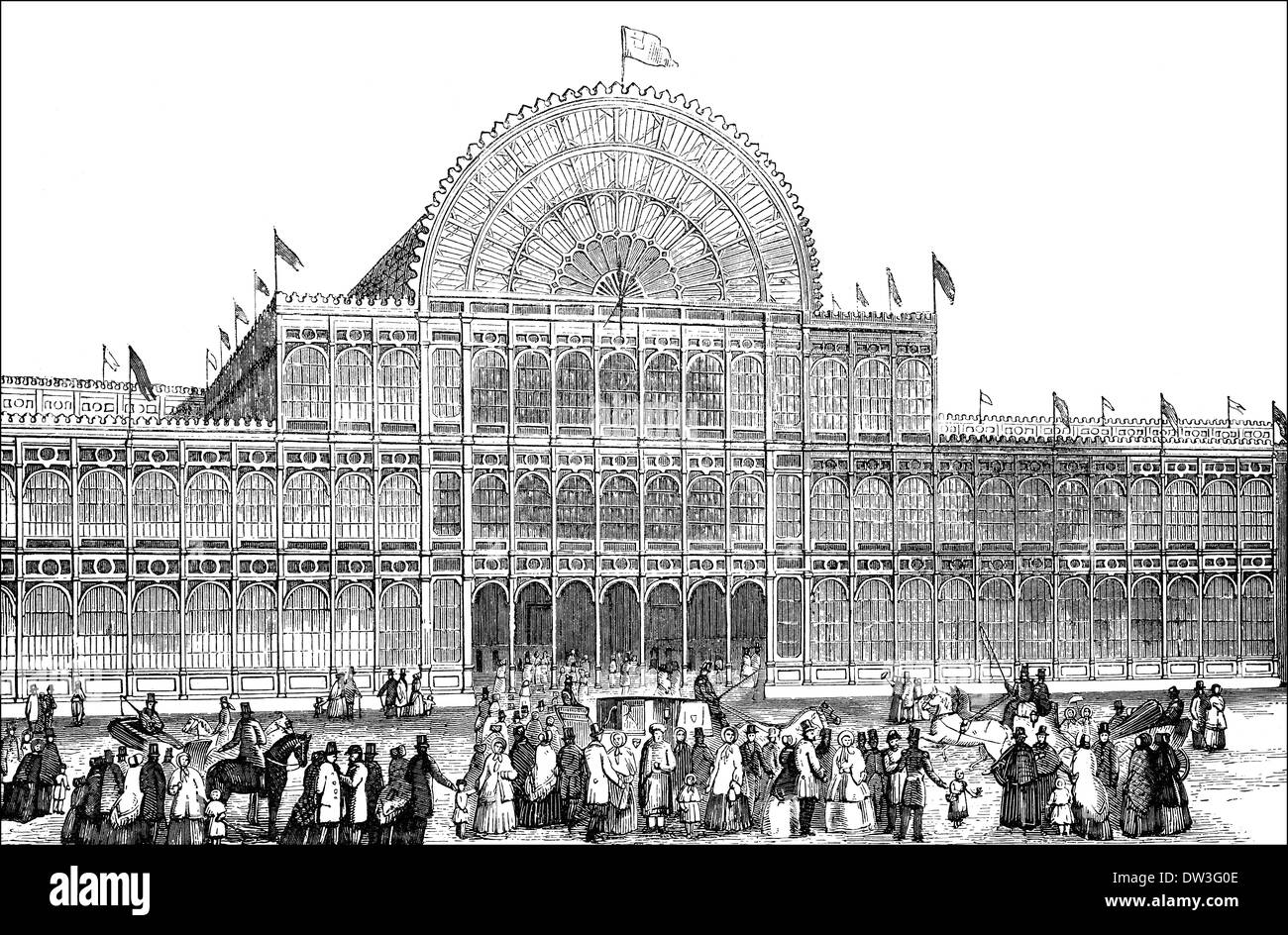 The Crystal Palace, Great Exhibition of 1851, Hyde Park, London, England Stock Photo