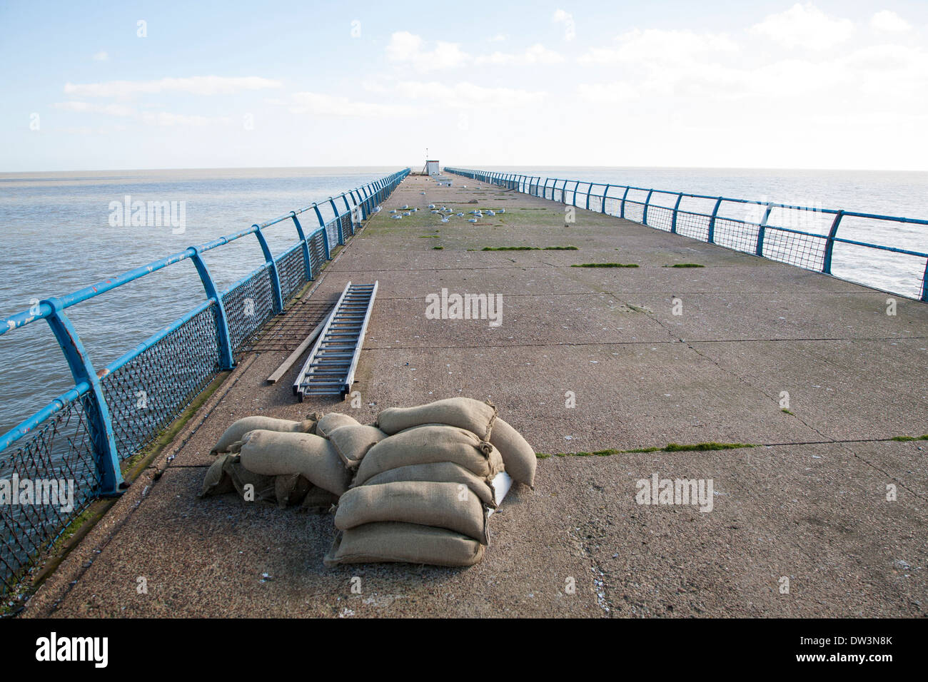 The disused pier jutting into the North Sea at Felixstowe, Suffolk, England Stock Photo