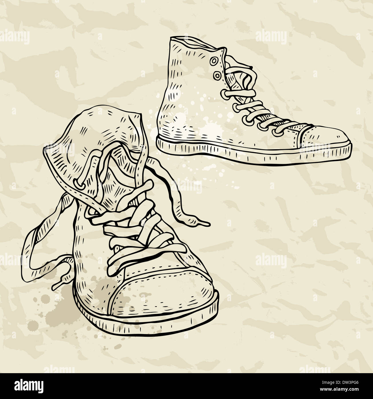 Sport shoes. Sneakers. Hand drawn Vector illustration Stock Photo - Alamy