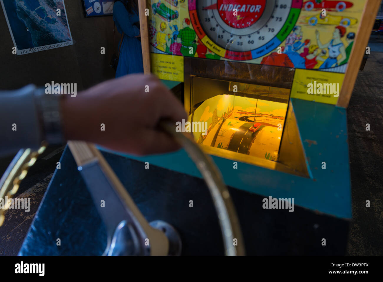 Coin-operated arcade machine in Musee Mecanique in Fisherman's Wharf, San Francisco Stock Photo