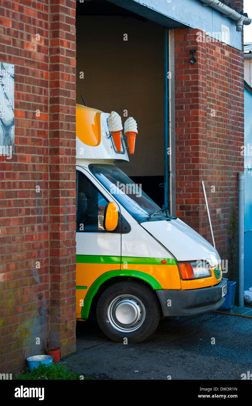 Ice cream van in garage Stock Photo Alamy