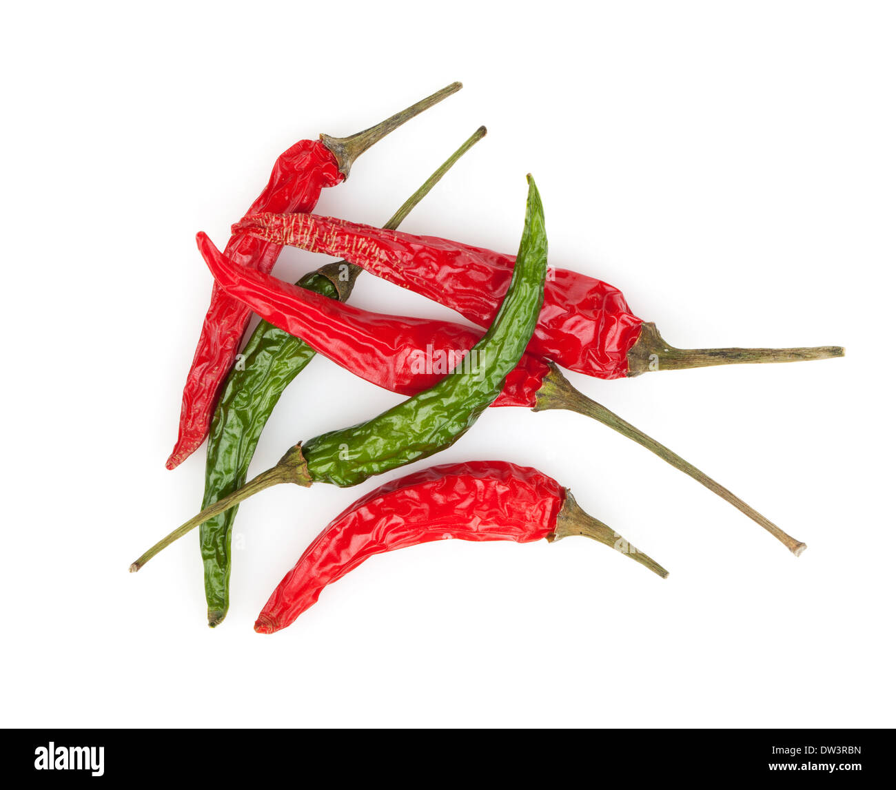 Red and green hot chili peppers. Isolated on white background Stock ...