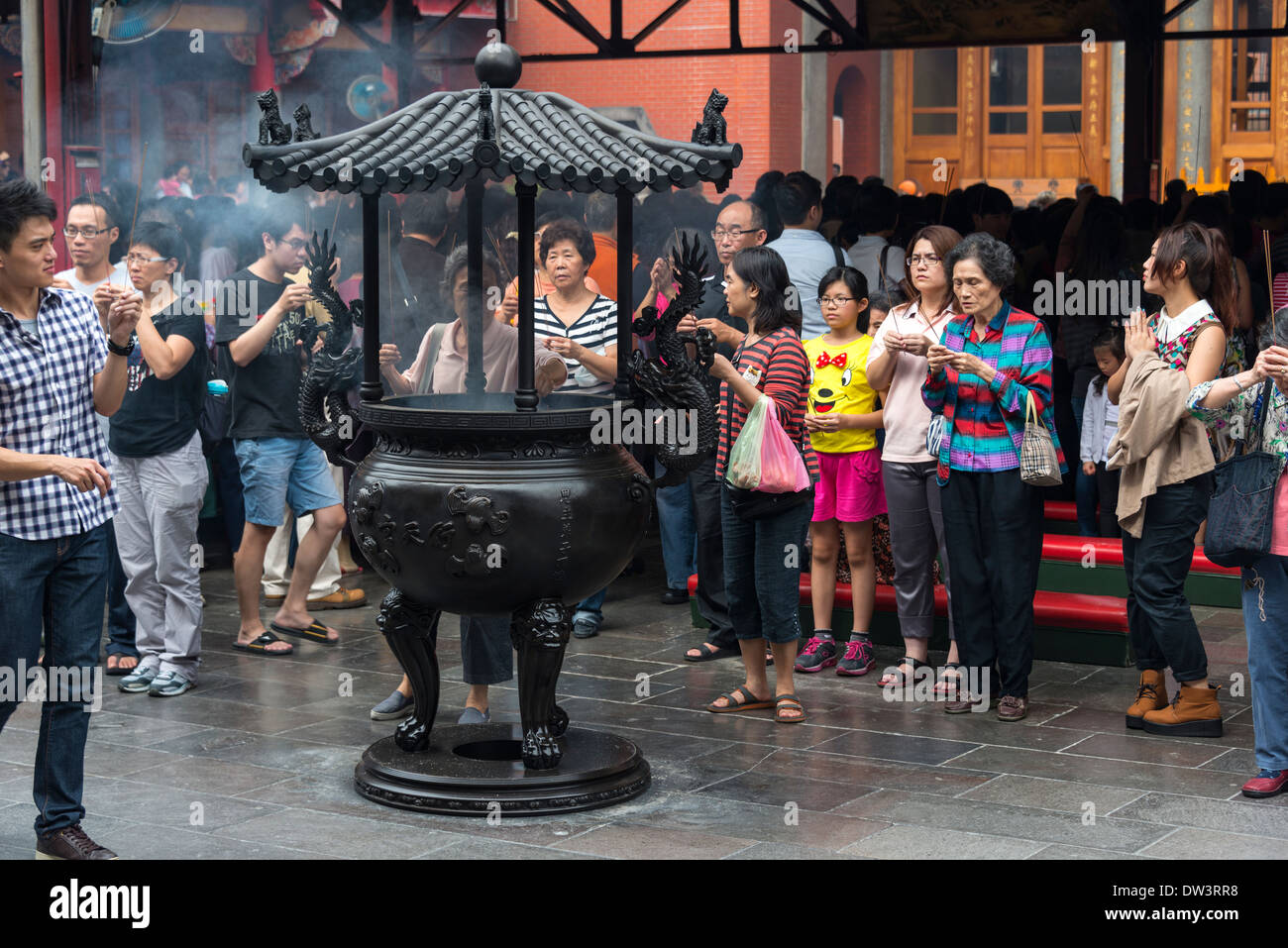 Incense Burner at Xingtian Temple, Taipei, Taiwan Stock Photo