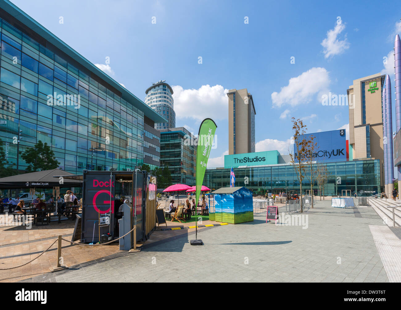 Temporary outdoor bar and cafe at the BBC Studios in Media City UK, Salford  Quays, Manchester, UK Stock Photo - Alamy