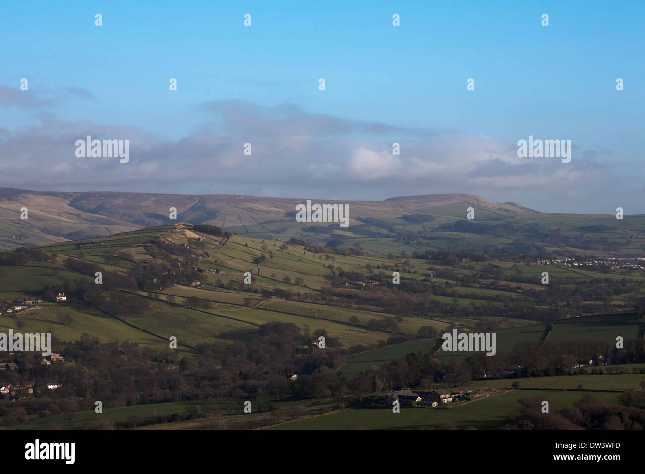 Ladder Hill from Taxal Edge Winter Cheshire Derbyshire Border near ...