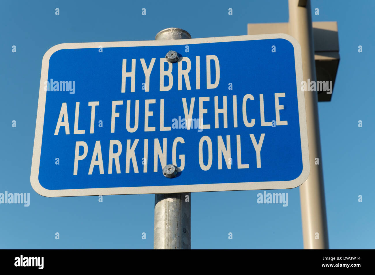 United States, California, Davis, Hybrid alternative fuel vehicle parking only sign Stock Photo