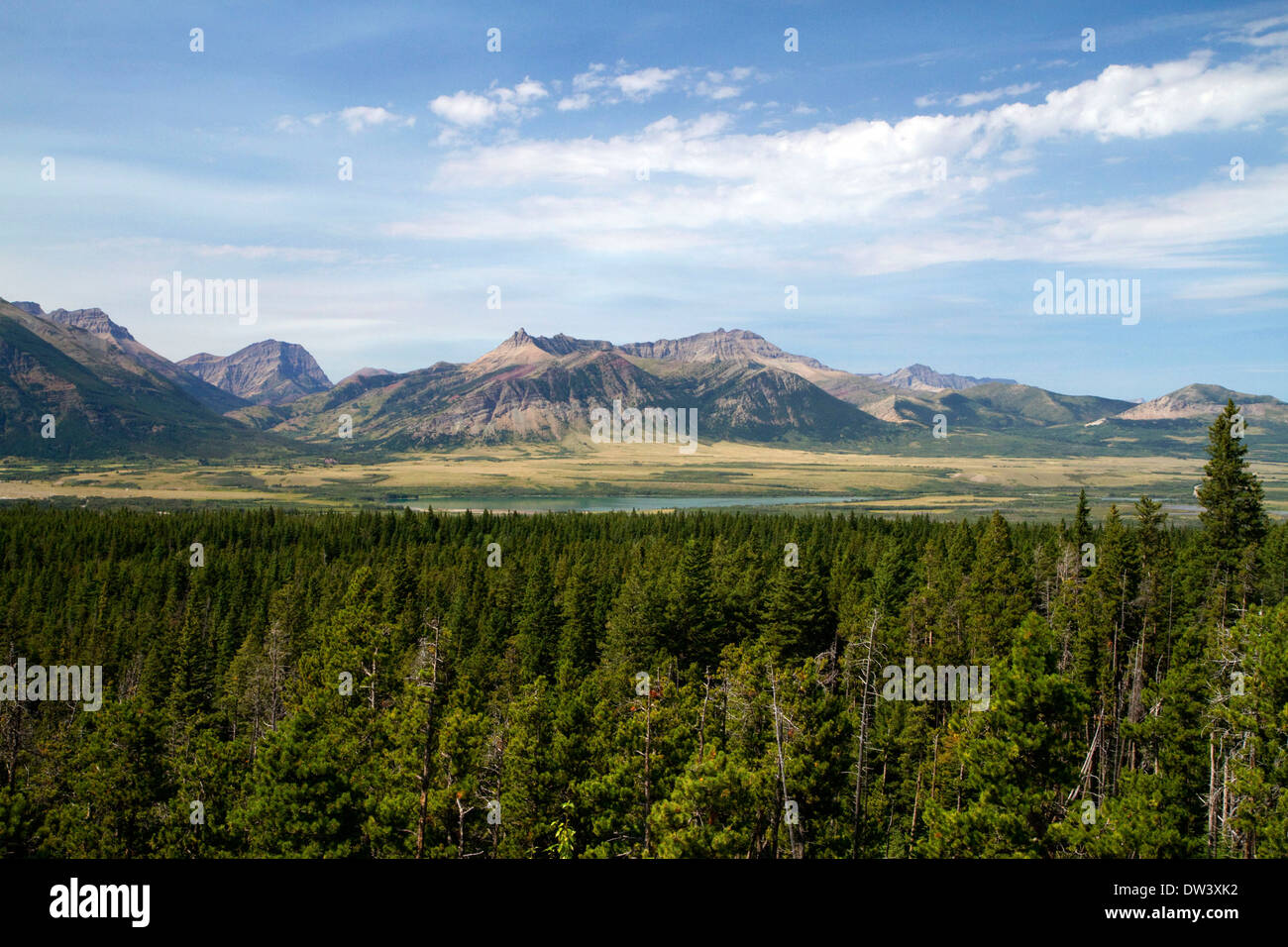 Scenic view of the Canadian Rockies in Waterton Lakes National Park, Alberta, Canada. Stock Photo