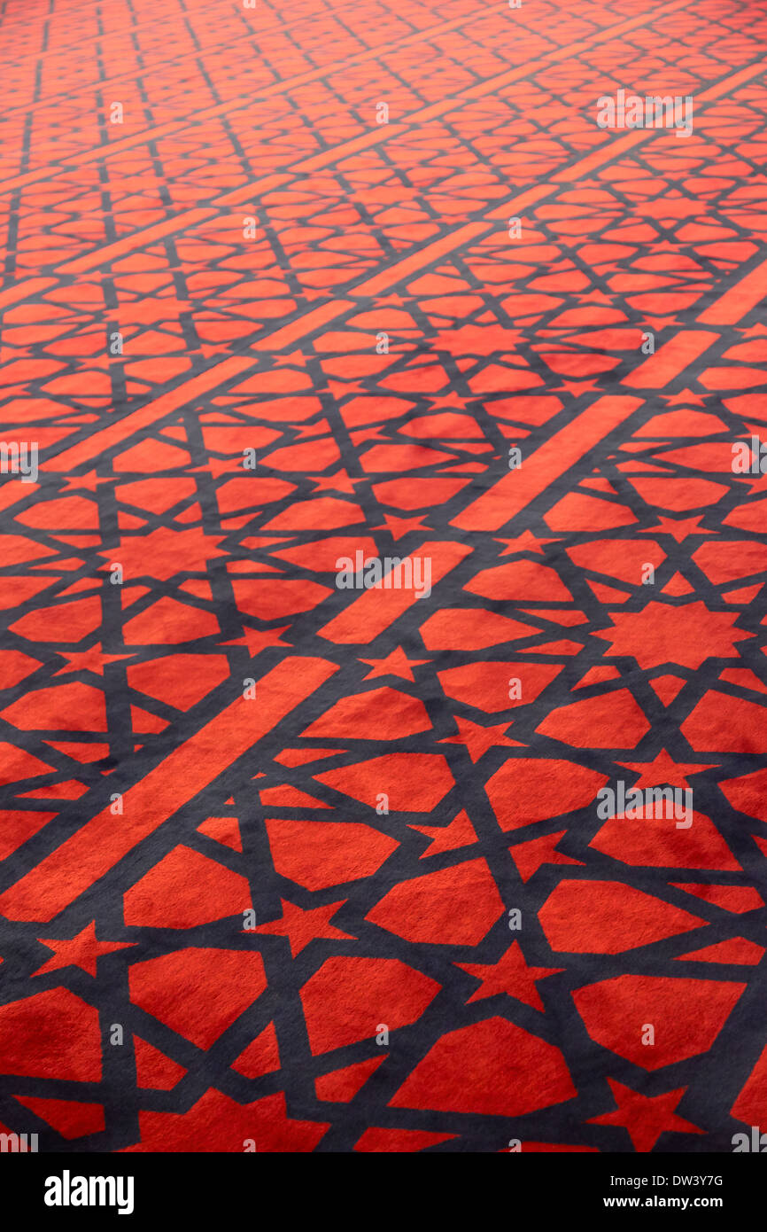 Carpet with stars decoration in arabic mosque Stock Photo