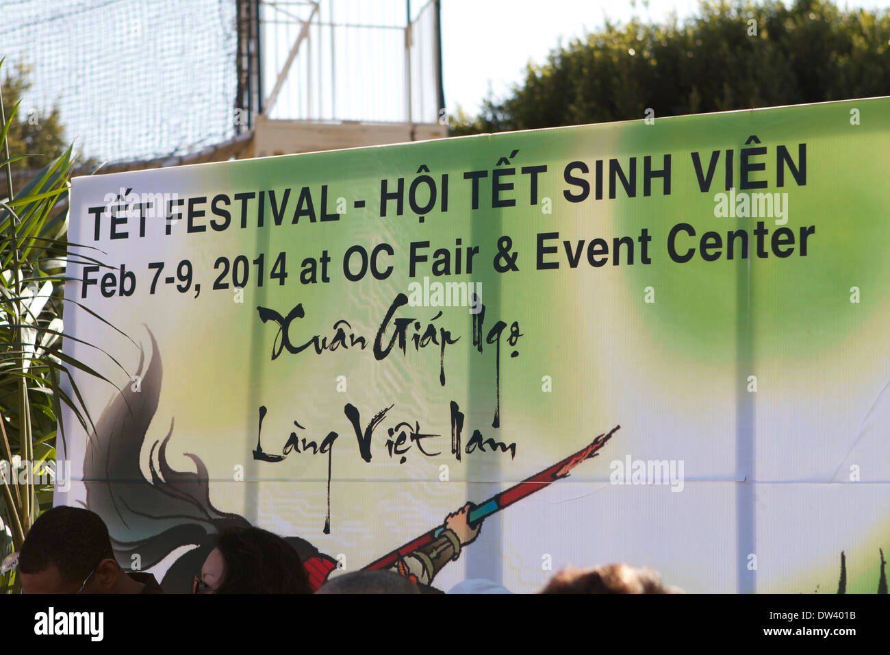 A Sign advertising the first Tet festival (lunar New Year) to be held