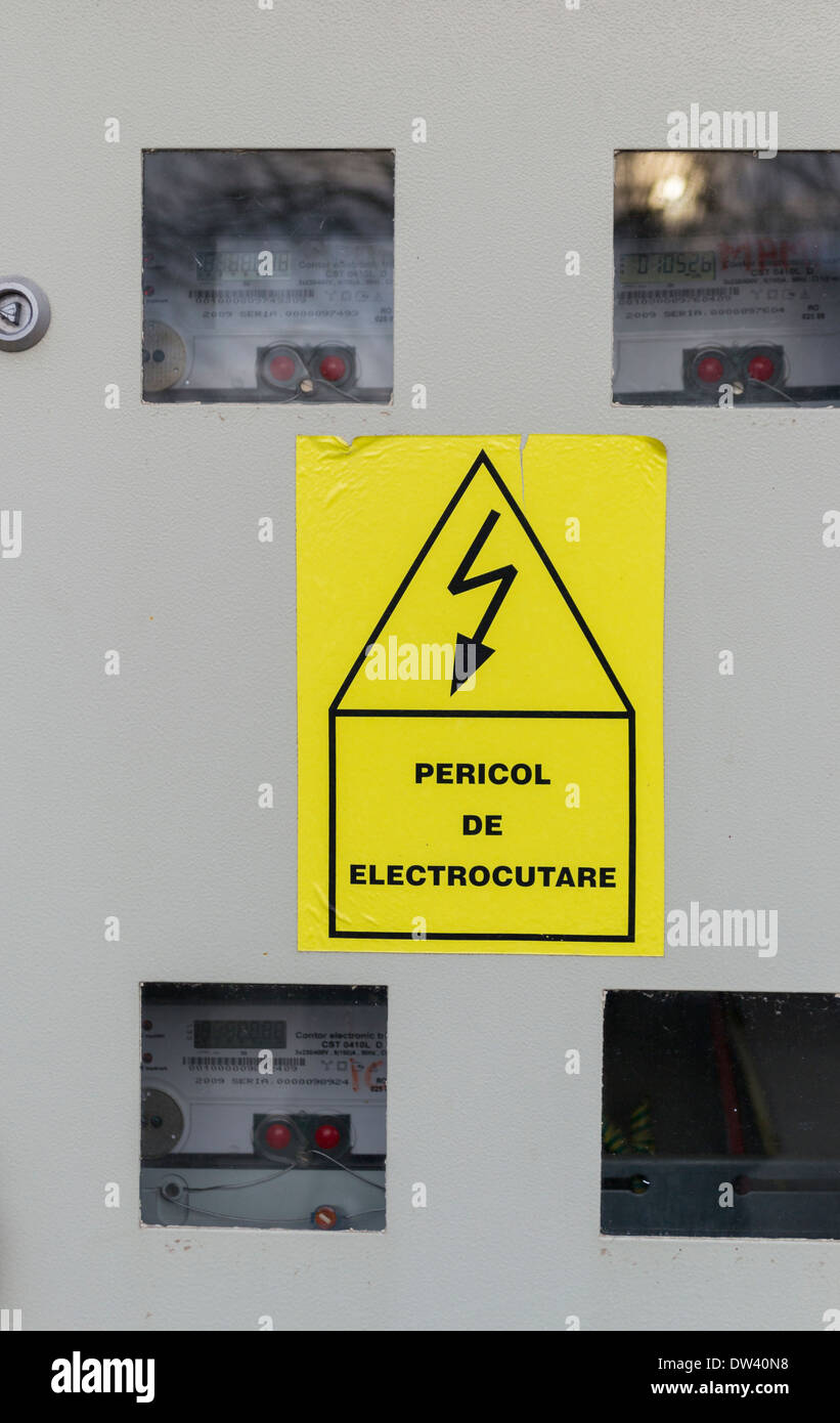 Electricity meters and breakers Stock Photo