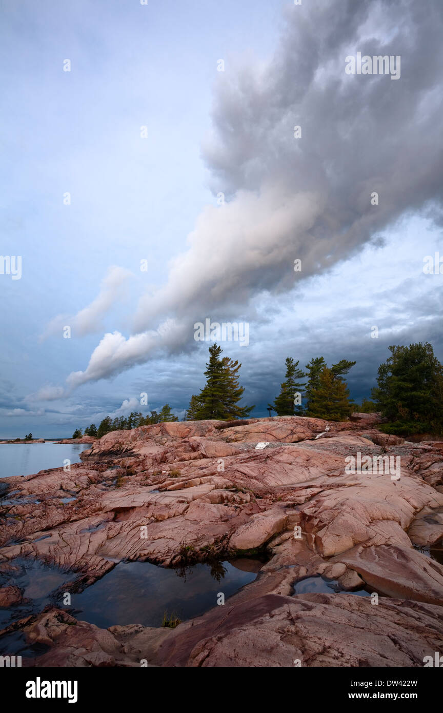 Incredible cloud formations in Killarney Provincial Park, Ontario, Canada. Stock Photo