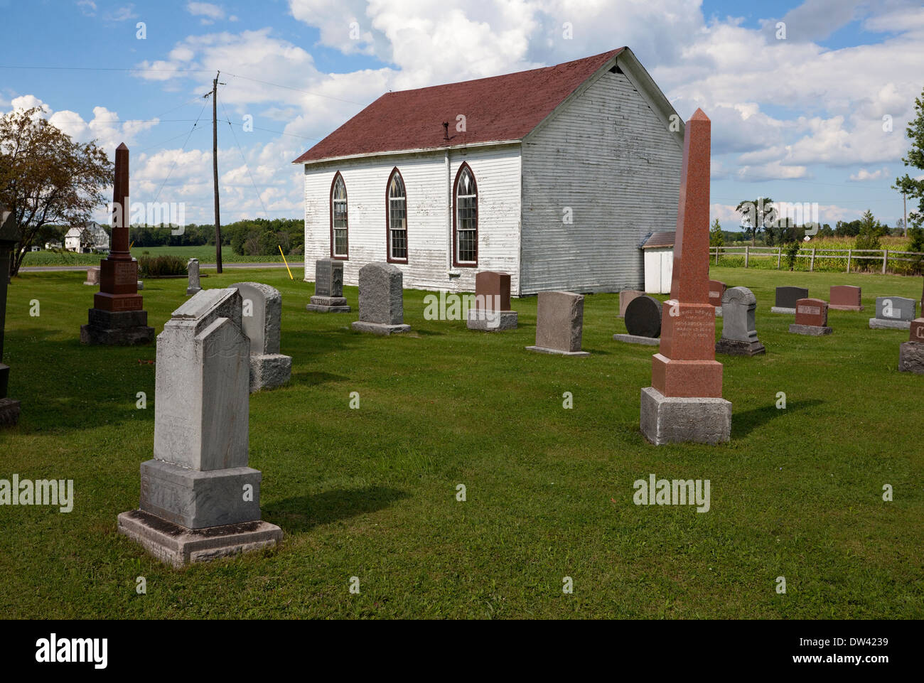 An abandoned church and graveyard in Canfield, Ontario, Canada Stock