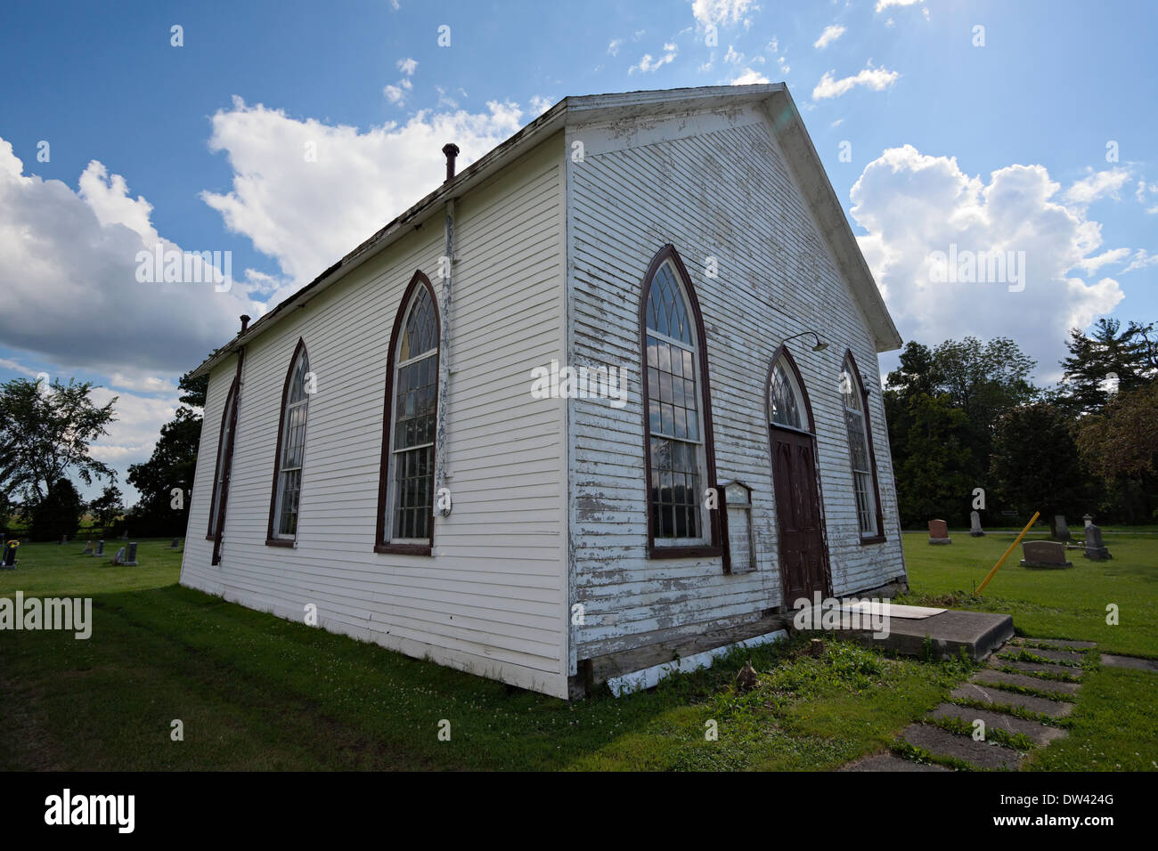 An abandoned church and graveyard in Canfield, Ontario, Canada Stock