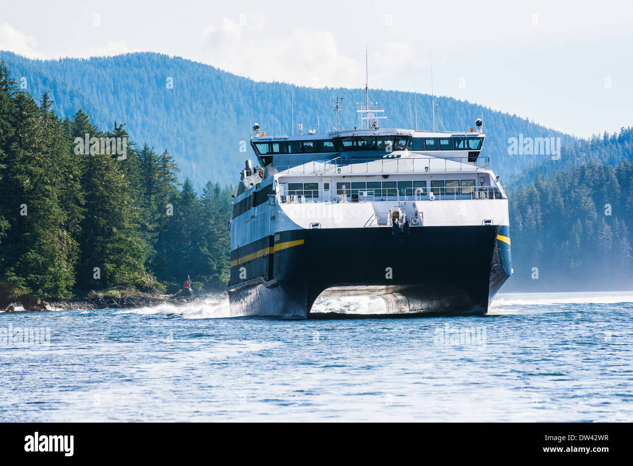 MV Fairweather, high speed ferry, Alaska Marine Highway system, Inside Passage between Jeaneau and Sitka Stock Photo