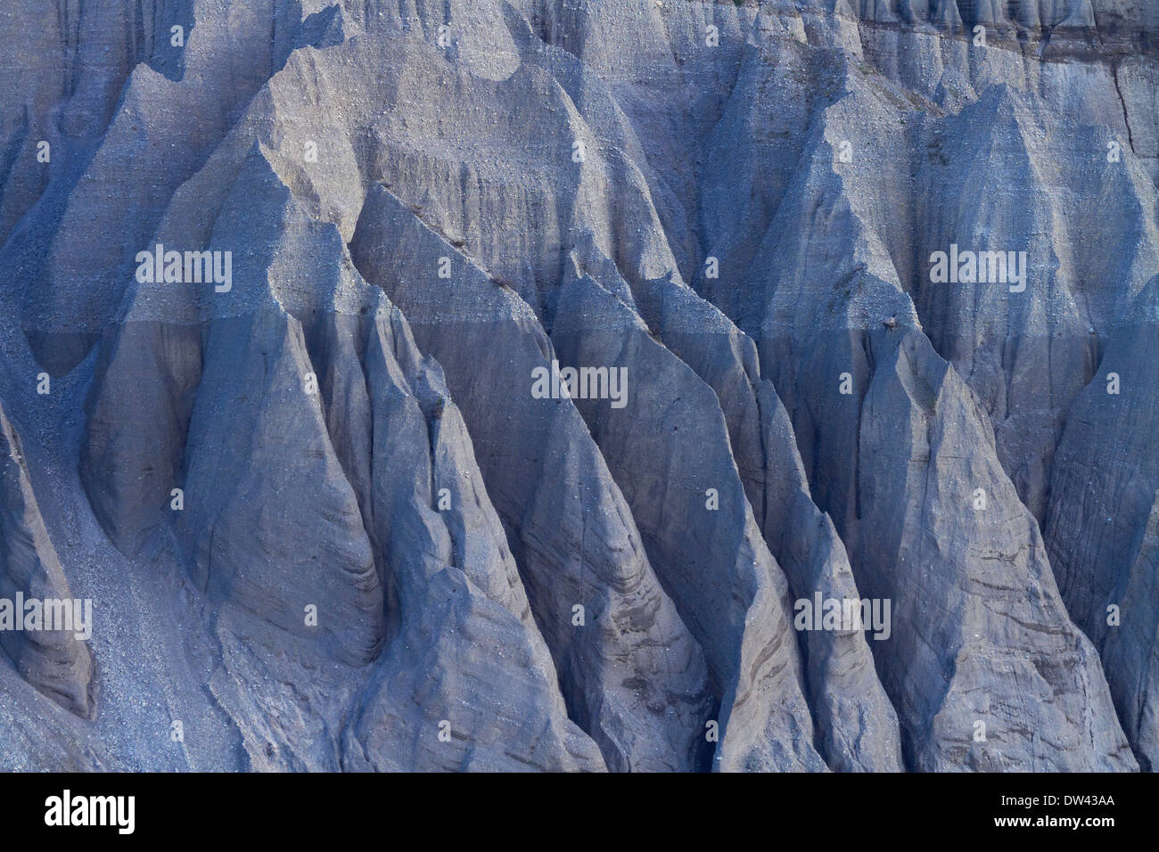 Eroded cliff on Lewis Pass Road, North Canterbury, South Island, New Zealand Stock Photo