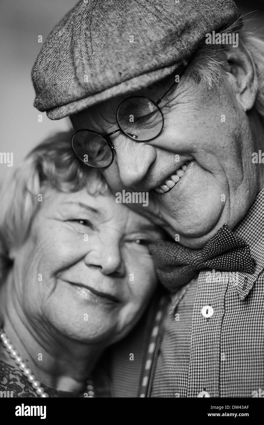 Portrait senior caucasian woman in Black and White Stock Photos ...