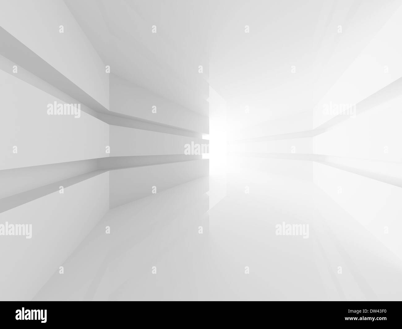 Abstract white empty room interior with glowing doorway. 3d render ...