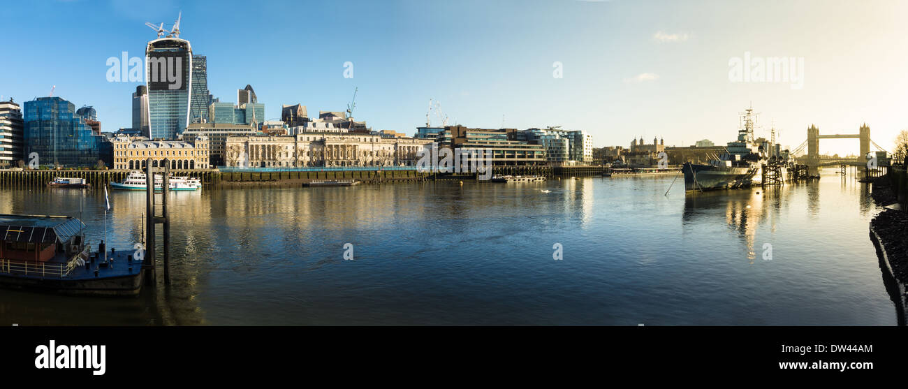 A Panoramic shot of the River Thames Stock Photo