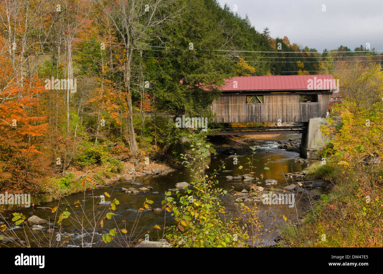 Johnson Vt Johnson Vermont Power House Bridge in fall foliage in Northern New ...