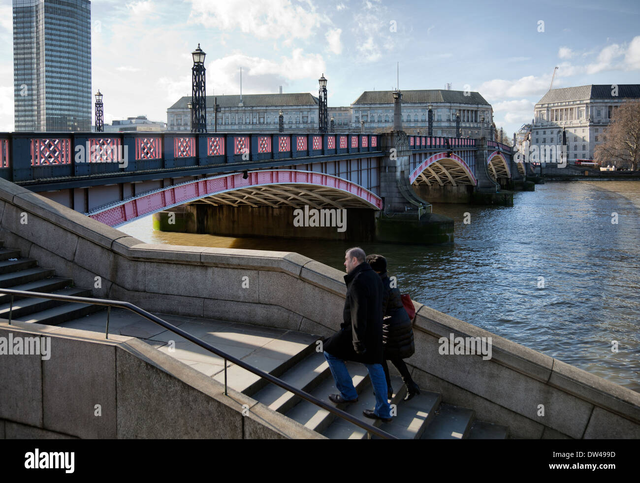 Lambeth Bridge over River Thames in London UK Stock Photo
