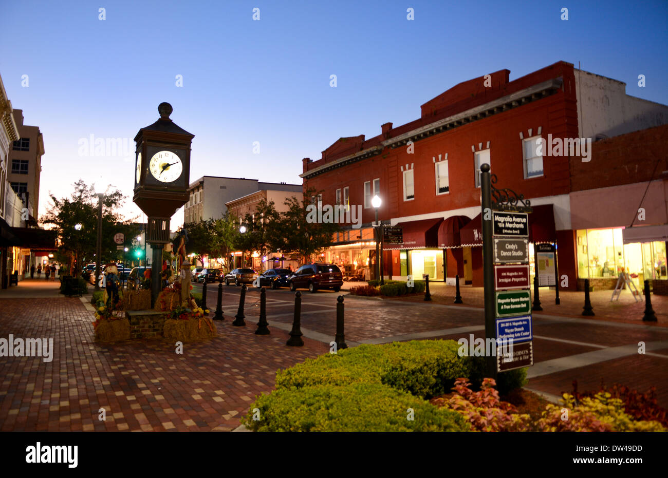 Sanford Florida historic district of 1st street in an old town in Florida known for farming, auto train and Trayvon Martin Stock Photo