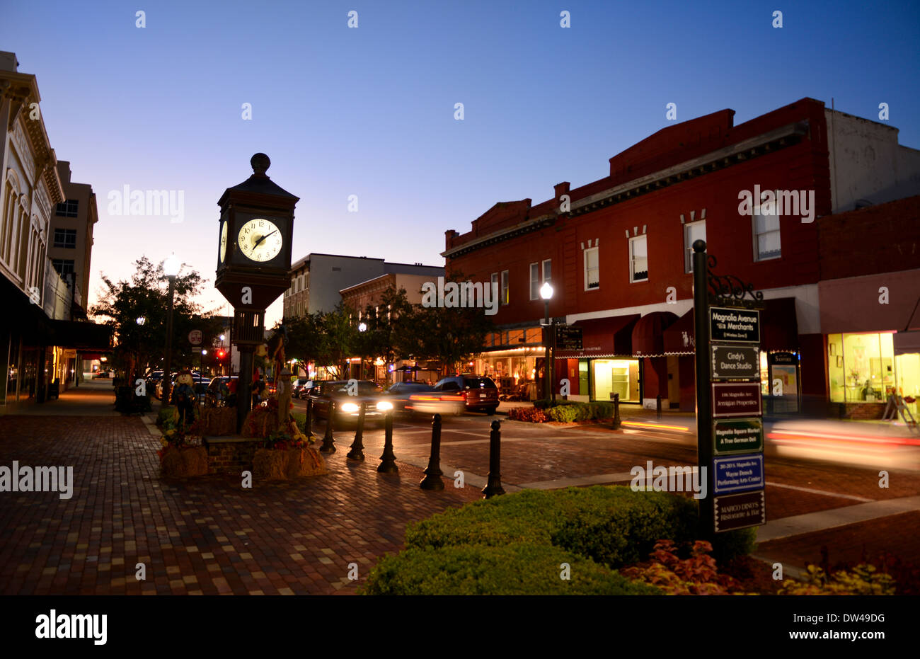 Sanford Florida historic district of 1st street in an old town in Florida known for farming, auto train and Trayvon Martin Stock Photo