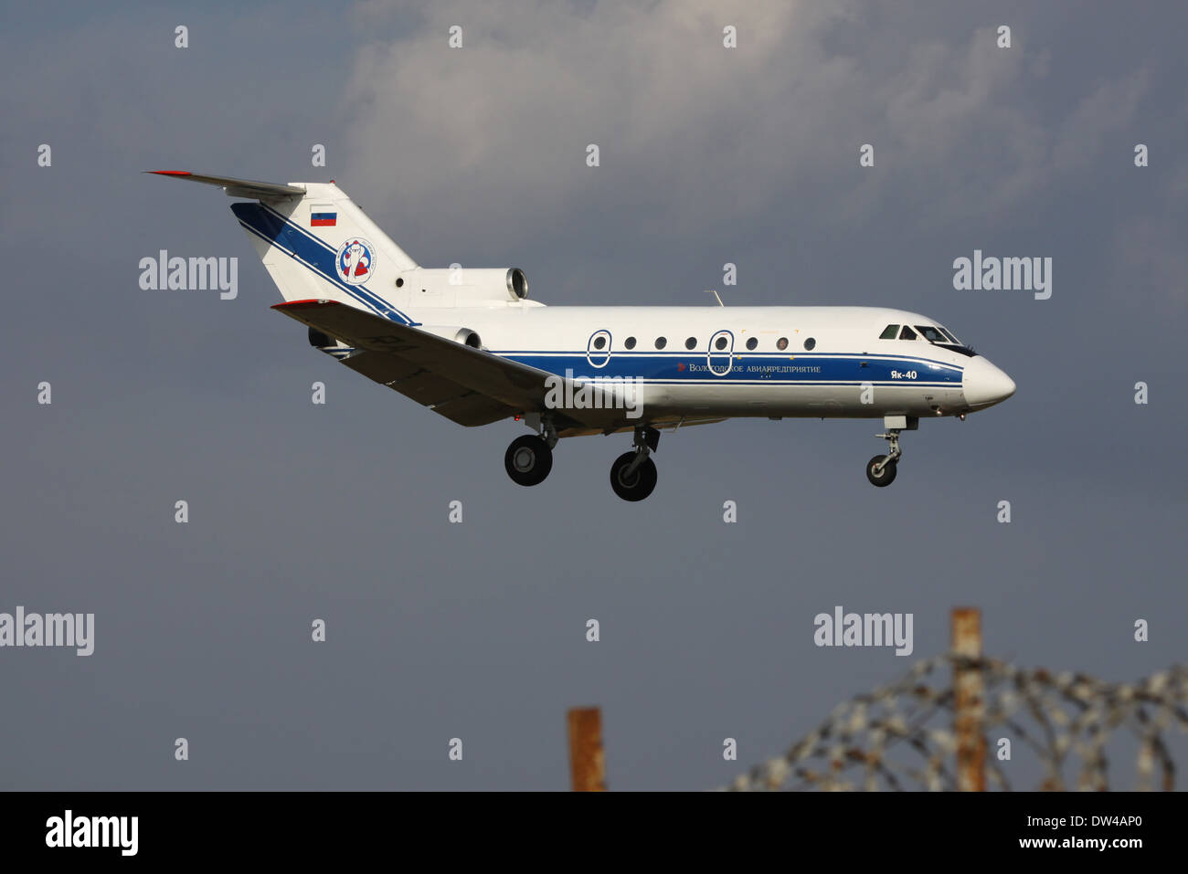 Russian Yak-40 approaching Moscow Airport Stock Photo