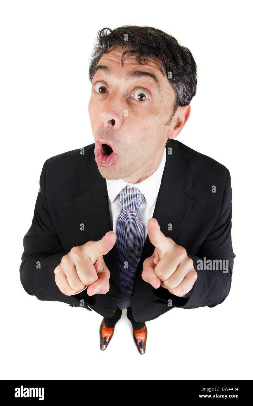 Loquacious argumentative persuasive businessman pointing his fingers ...
