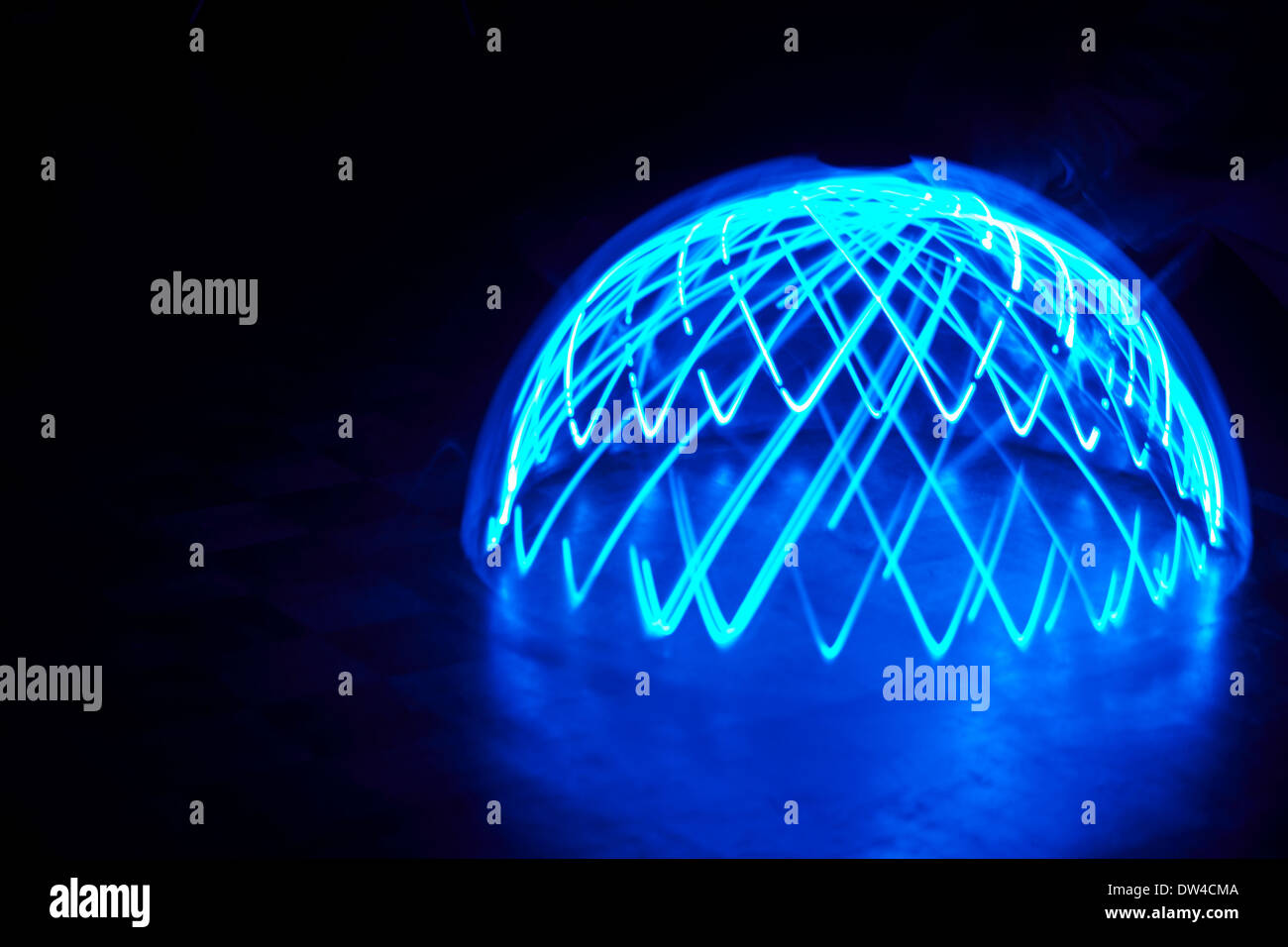 blue light dome - abstract painting with light, light painting Stock Photo