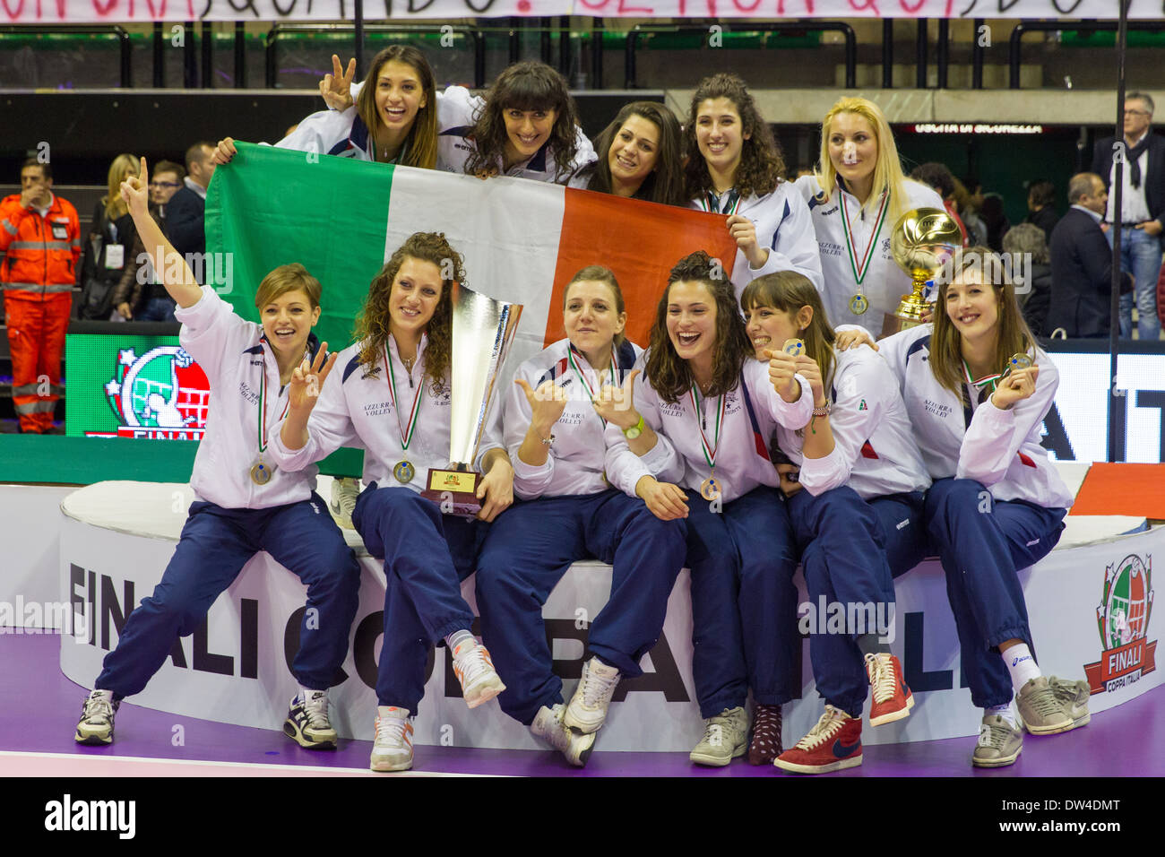 Cerimonia premiazione Coppa Italia Femminile di Pallavolo Stock Photo